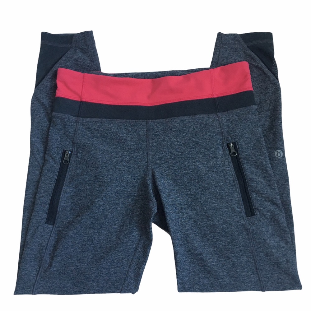 Lululemon Gray and Red Mesh Leggings Size 6